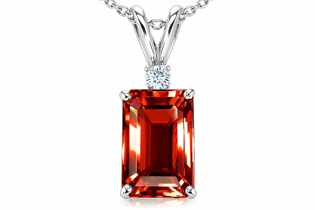 Tommaso Design™ Emerald Cut 8x6mm Genuine Garnet Pendant Necklace