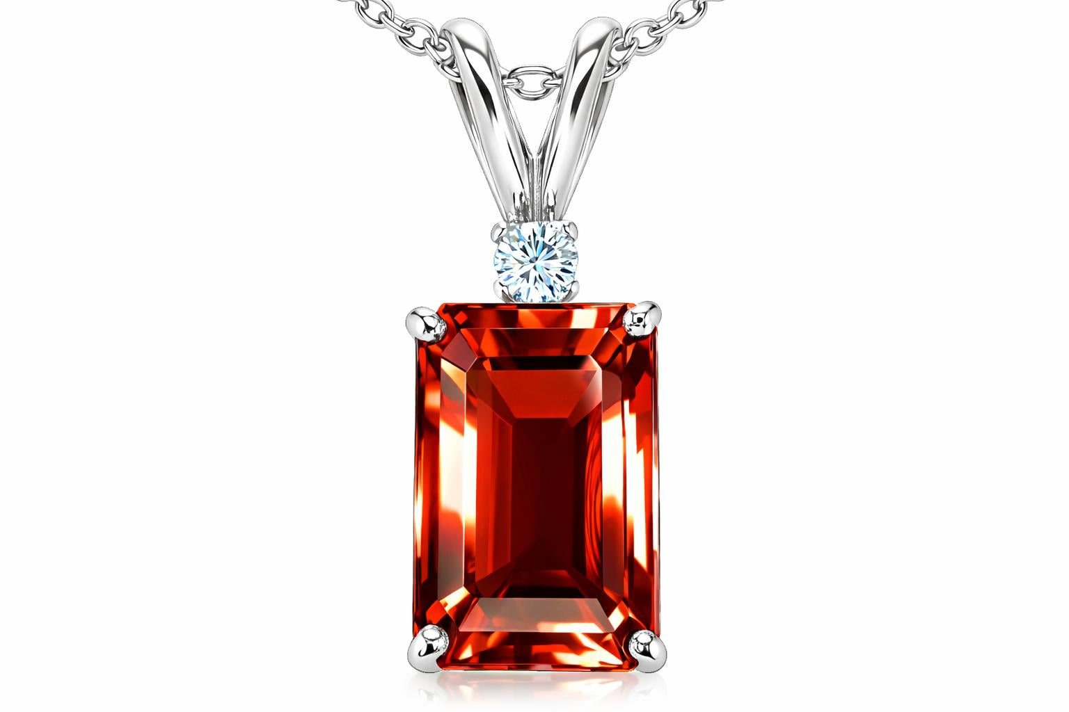 Tommaso Design™ Emerald Cut 8x6mm Genuine Garnet Pendant Necklace