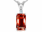 Star K Emerald Cut 8x6mm Genuine Garnet Pendant Necklace