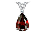 Tommaso Design™ Pear Shap 8x6 mm Genuine Garnet Pendant Necklace