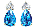 Tommaso Design™ Pear Shape 8x6mm Genuine Blue Topaz Earrings