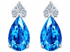 Tommaso Design™ Pear Shape 8x6mm Genuine Blue Topaz Earrings