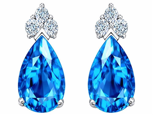 Star K Pear Shape 8x6mm Genuine Blue Topaz Earrings