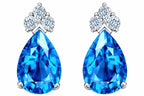 Star K Pear Shape 8x6mm Genuine Blue Topaz Earrings