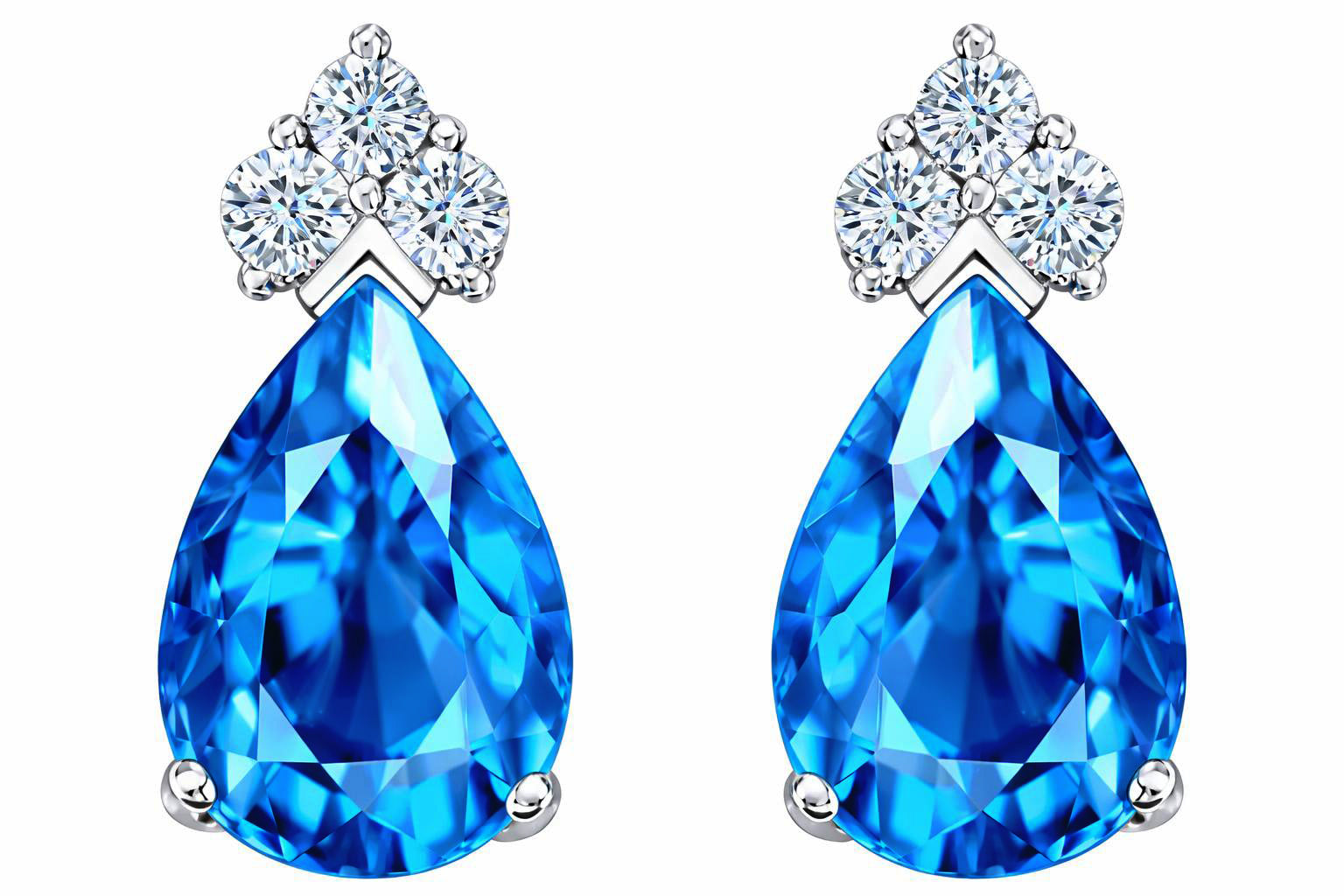 Star K Pear Shape 8x6mm Genuine Blue Topaz Earrings