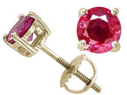 Tommaso Design™ Genuine 5mm. Round Ruby Screw Back Earrings Studs