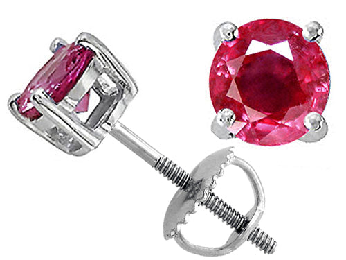 Tommaso Design™ Genuine 5mm. Round Ruby Screw Back Earrings Studs