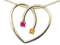 Star K™  14kt Gold Heart Shape 2 Stone Mothers Pendant Necklace