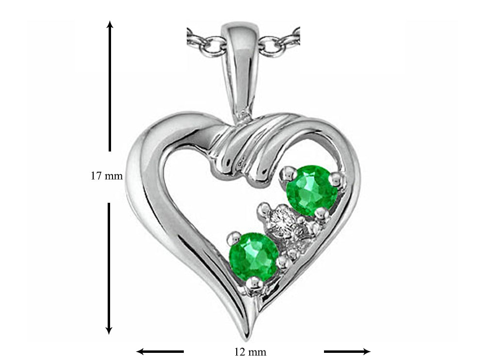 Tommaso Design™ Genuine Emerald Heart Pendant Necklace