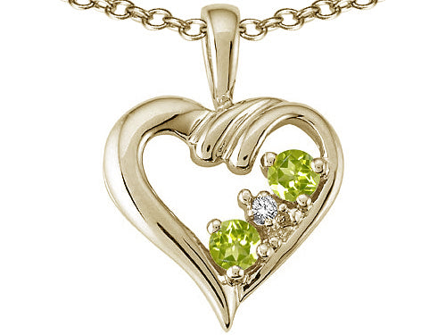 Tommaso Design™ Round 3mm Genuine Peridot Heart Pendant Necklace