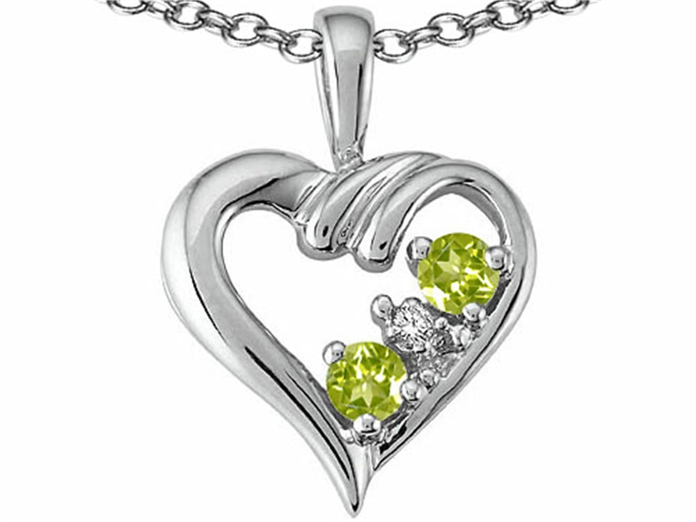 Tommaso Design™ Round 3mm Genuine Peridot Heart Pendant Necklace