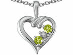 Tommaso Design™ Round 3mm Genuine Peridot Heart Pendant Necklace