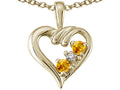Tommaso Design™ Round 3 mm Genuine Citrine Heart Pendant Necklace