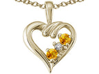 Tommaso Design™ Round 3 mm Genuine Citrine Heart Pendant Necklace