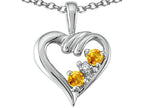 Tommaso Design™ Round 3 mm Genuine Citrine Heart Pendant Necklace