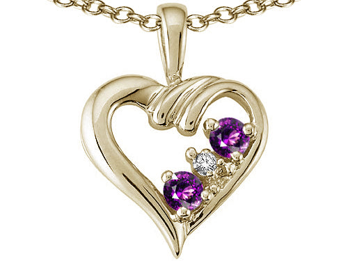 Tommaso Design™ Round 3mm Genuine Amethyst Heart Pendant Necklace