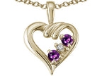 Tommaso Design™ Round 3mm Genuine Amethyst Heart Pendant Necklace
