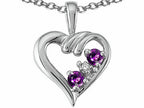 Tommaso Design™ Round 3mm Genuine Amethyst Heart Pendant Necklace
