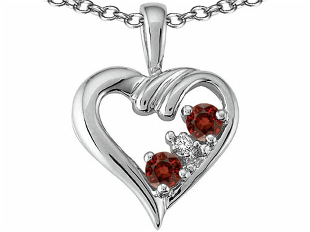Tommaso Design™ Round 3 mm Genuine Garnet Heart Pendant Necklace
