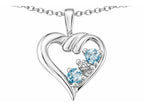 Tommaso Design™ Round 3mm Genuine Aquamarine Heart Pendant Necklace