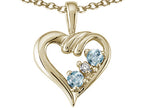 Star K Round 3mm Genuine Aquamarine Heart Pendant Necklace