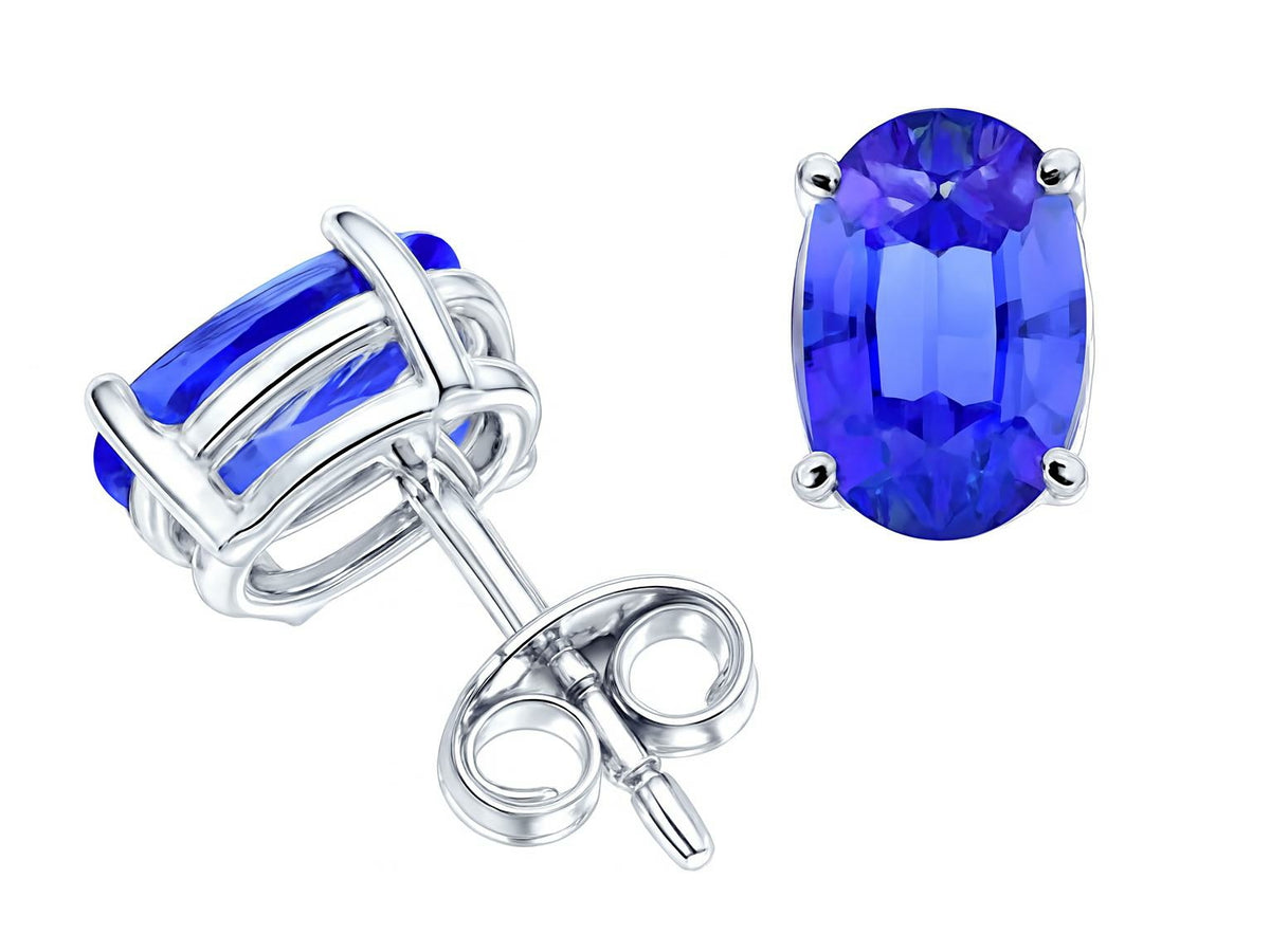 Star K Genuine Oval Tanzanite Stud Earrings