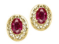 Tommaso Design™ Genuine Oval Ruby Filigree Earrings