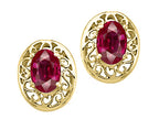 Tommaso Design™ Genuine Oval Ruby Filigree Earrings
