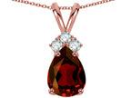 Star K™ Pear Shape 8x6mm Genuine Garnet Rabbit Ear Pendant Necklace