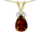 Star K™ Pear Shape 8x6mm Genuine Garnet Rabbit Ear Pendant Necklace