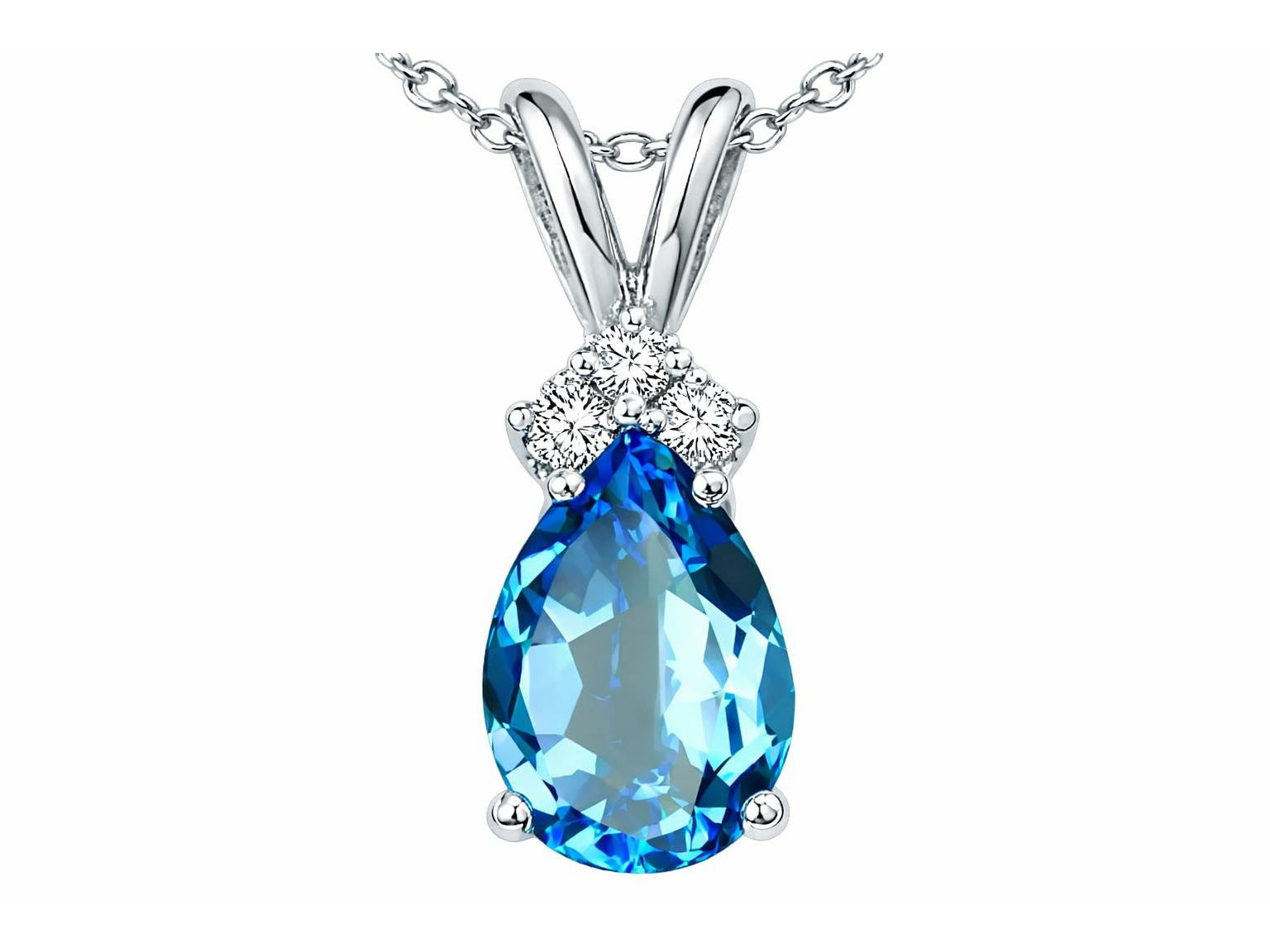 Tommaso Design™ Genuine Pear Shape Blue Topaz Pendant Necklace