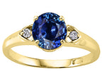 Tommaso Design™ 7mm Round Created Blue Sapphire Ring
