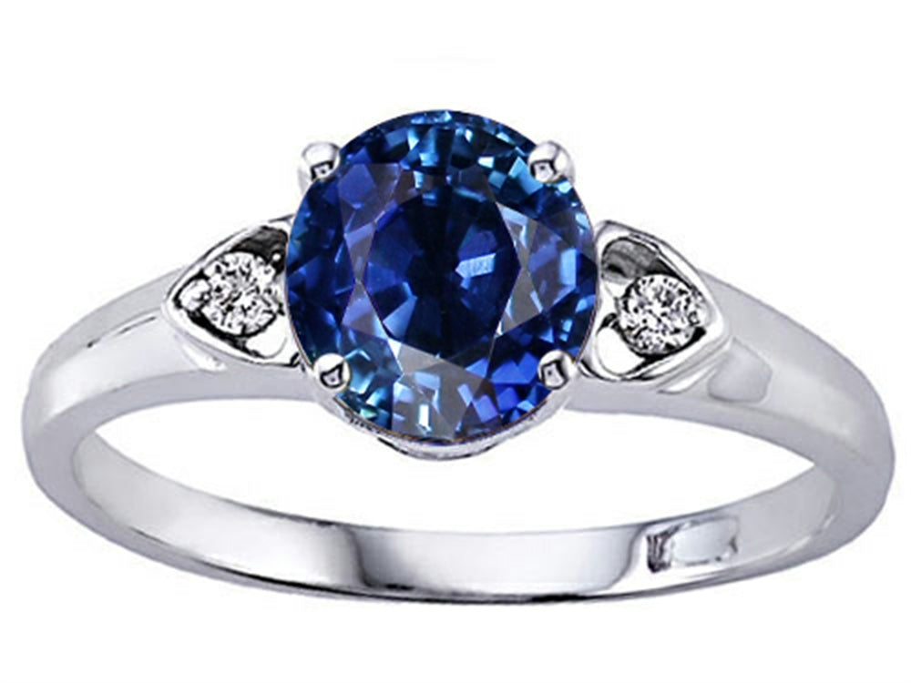 Tommaso Design™ 7mm Round Created Blue Sapphire Ring