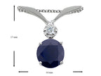 Tommaso Design™ Round 7mm Genuine Black Sapphire Pendant Necklace
