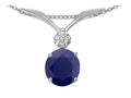 Tommaso Design™ Round 7mm Genuine Black Sapphire Pendant Necklace