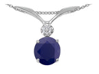 Star K Round 7mm Genuine Black Sapphire Pendant Necklace