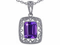 Star K™ Emerald Cut Genuine Amethyst Pendant Necklace