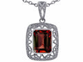 Star K™ Emerald Cut Genuine Garnet Pendant Necklace