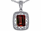 Star K™ Emerald Cut Genuine Garnet Pendant Necklace