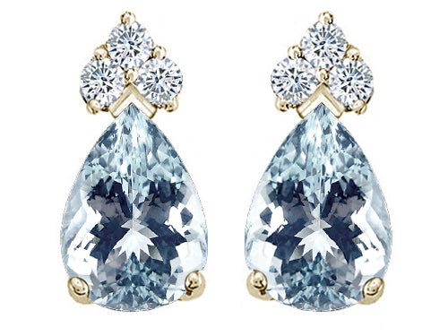 Tommaso Design™ Pear Shape 8x6mm Genuine Aquamarine Earrings