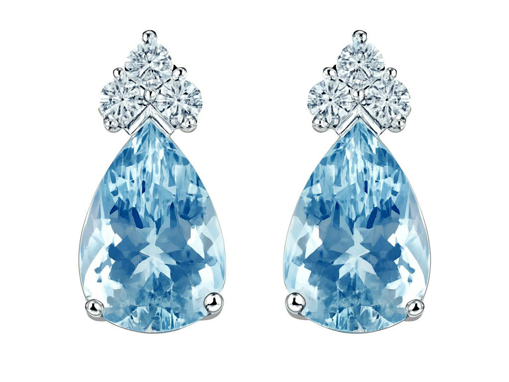 Star K Pear Shape 8x6mm Genuine Aquamarine Earrings