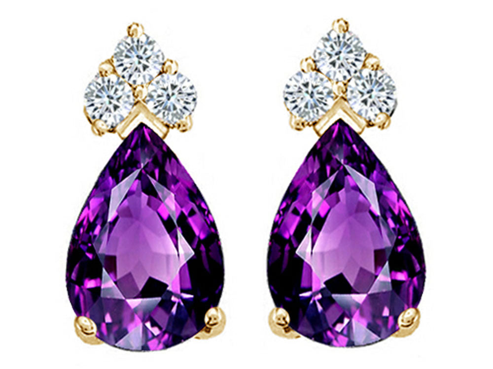 Tommaso Design™ Pear Shape 7x5mm Genuine Amethyst Earrings