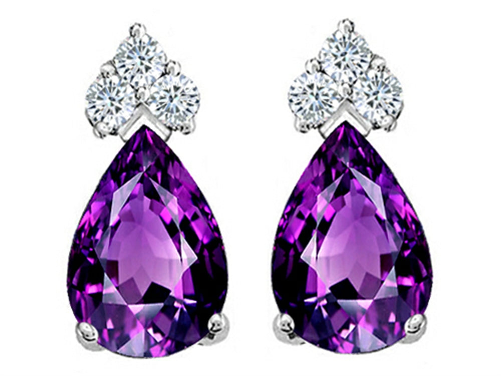 Tommaso Design™ Pear Shape 7x5mm Genuine Amethyst Earrings