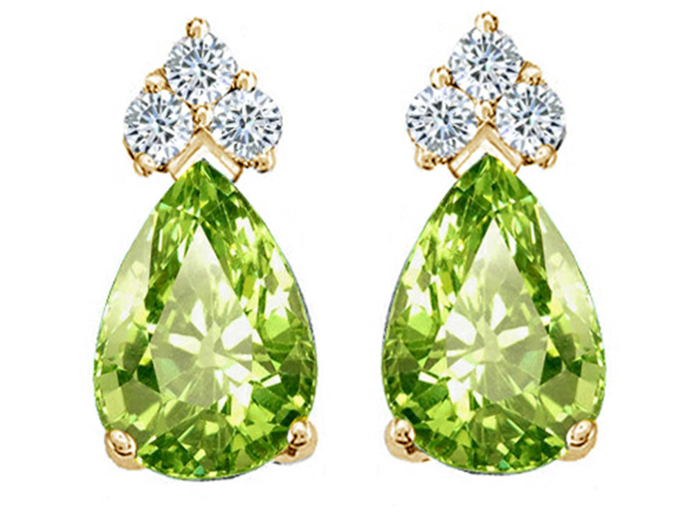 Tommaso Design™ Pear Shape 7x5mm Genuine Peridot Earrings
