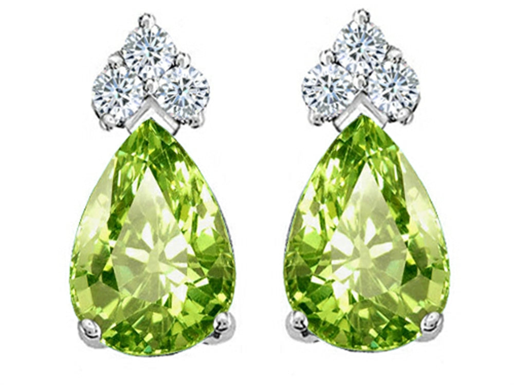 Tommaso Design™ Pear Shape 7x5mm Genuine Peridot Earrings