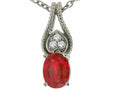 Tommaso Design™ Oval Ruby and Diamond Pendant Necklace