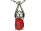 Tommaso Design™ Oval Ruby and Diamond Pendant Necklace