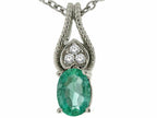 Tommaso Design™ Oval 7x5mm Genuine Emerald Pendant Necklace