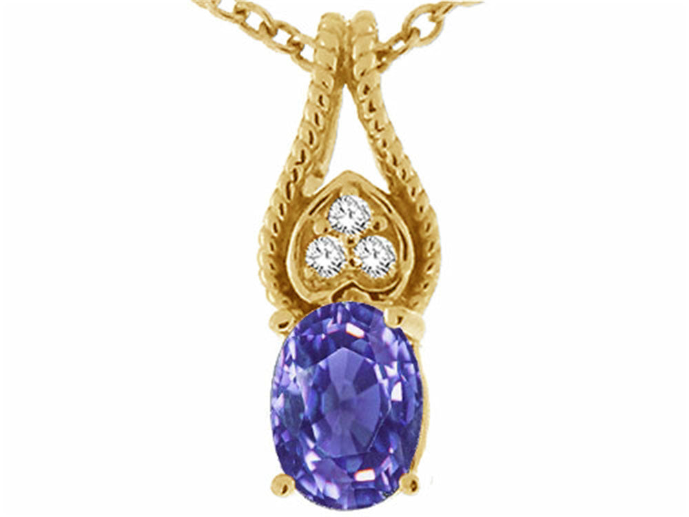 Tommaso Design™ Oval 7x5mm Genuine Tanzanite Pendant Necklace