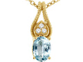 Tommaso Design™ Oval 7x5mm Genuine Aquamarine Pendant Necklace